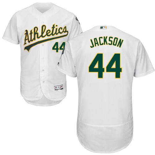 Athletics #44 Reggie Jackson White Flexbase Authentic Collection Stitched MLB Jersey